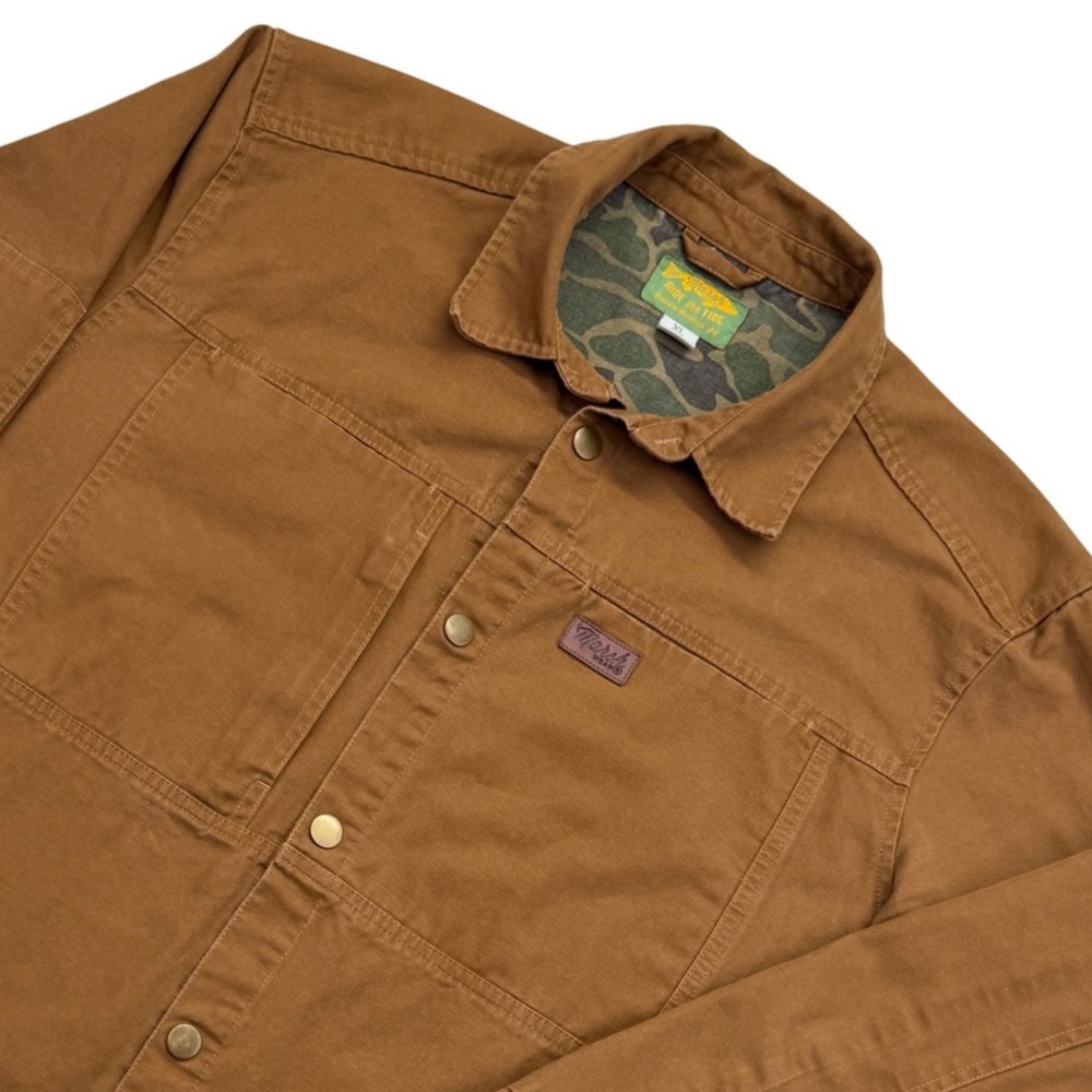 Marsh Wear Delano Shacket Mens XL Brown Camo Lined Snap Front Canvas Field